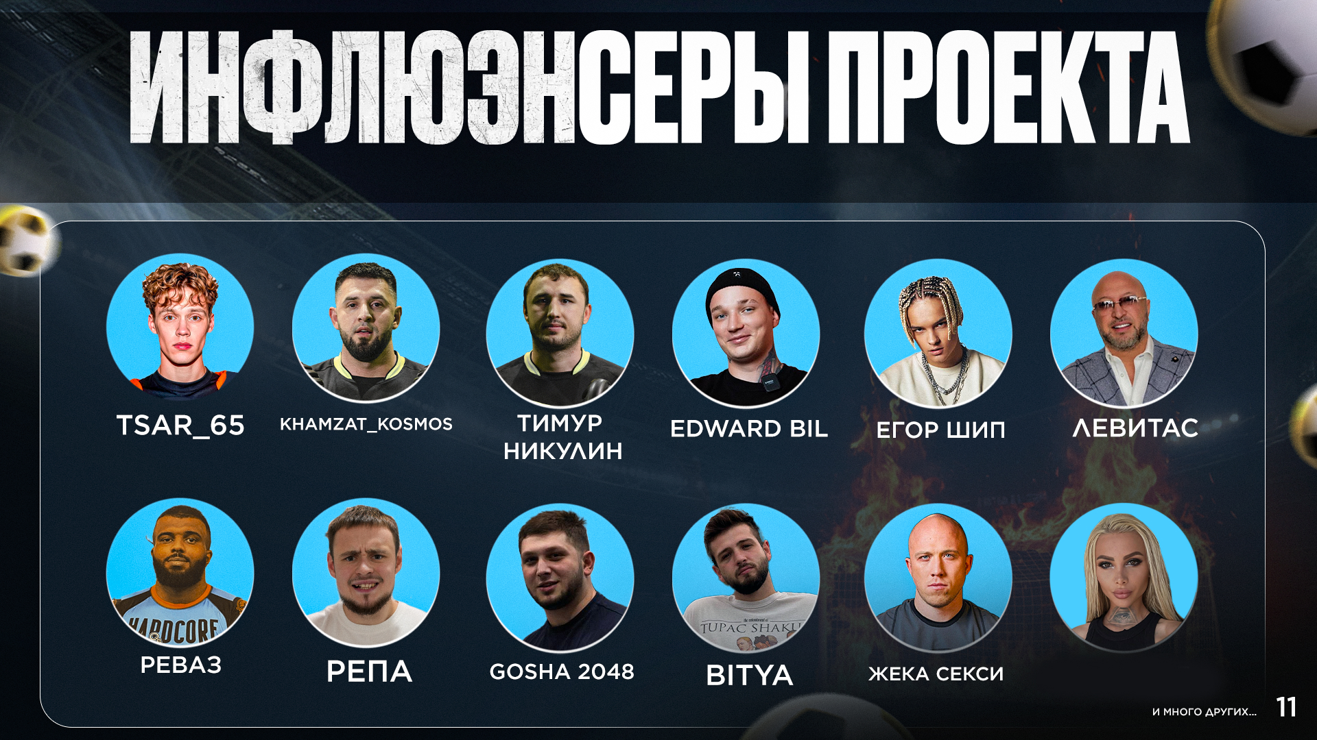 инфлюенсеры проекта Двор 90х: TSAR_65, Khamzat_Kosmos, Тимур Никулин, Edward Bil, Егор Шип и др.
